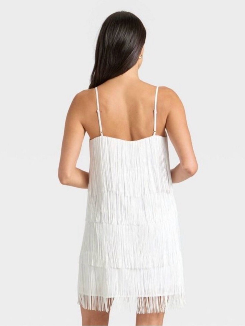 NWT a new day White Fringe party Dress bachelorette bridal flapper night out - Picture 3 of 9
